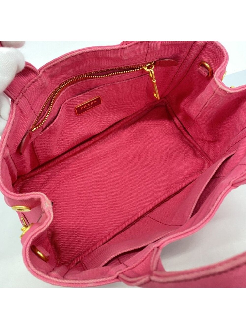 Prada Tote Canapa Canvas Pink Gold - Picture 4 of 10